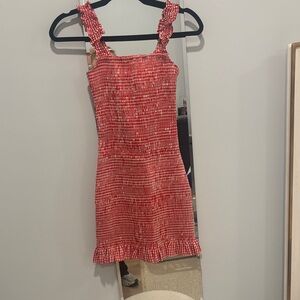 Gianni Bini Red and White Smocked Dress